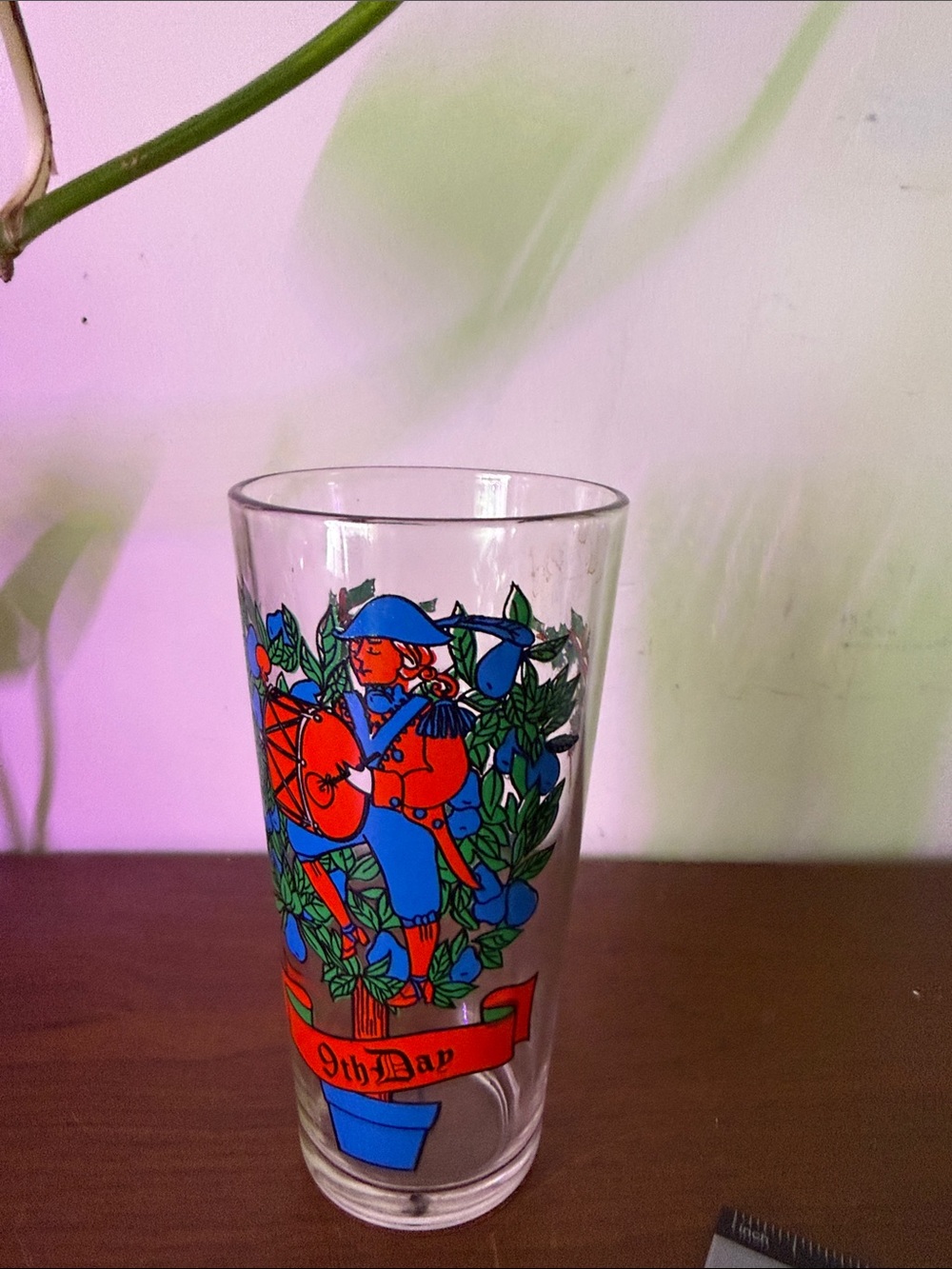 Vintage Anchor Hocking "12 Days of Christmas" tumbler 9th Day